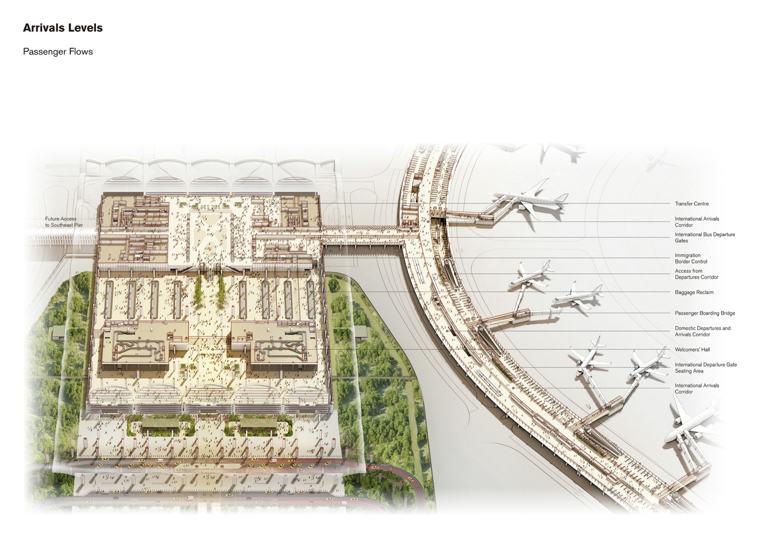 Axonometría. Aeropuerto Internacional Techo por Foster + Partners.