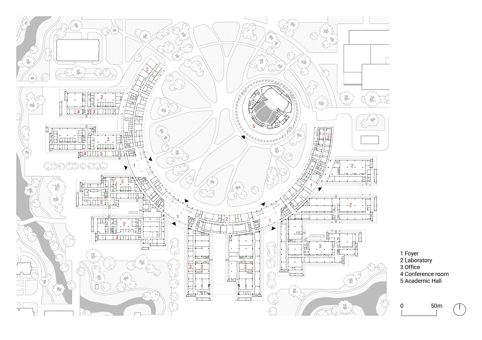 Ground floor plan Academic Core. Westlake University by HENN. 