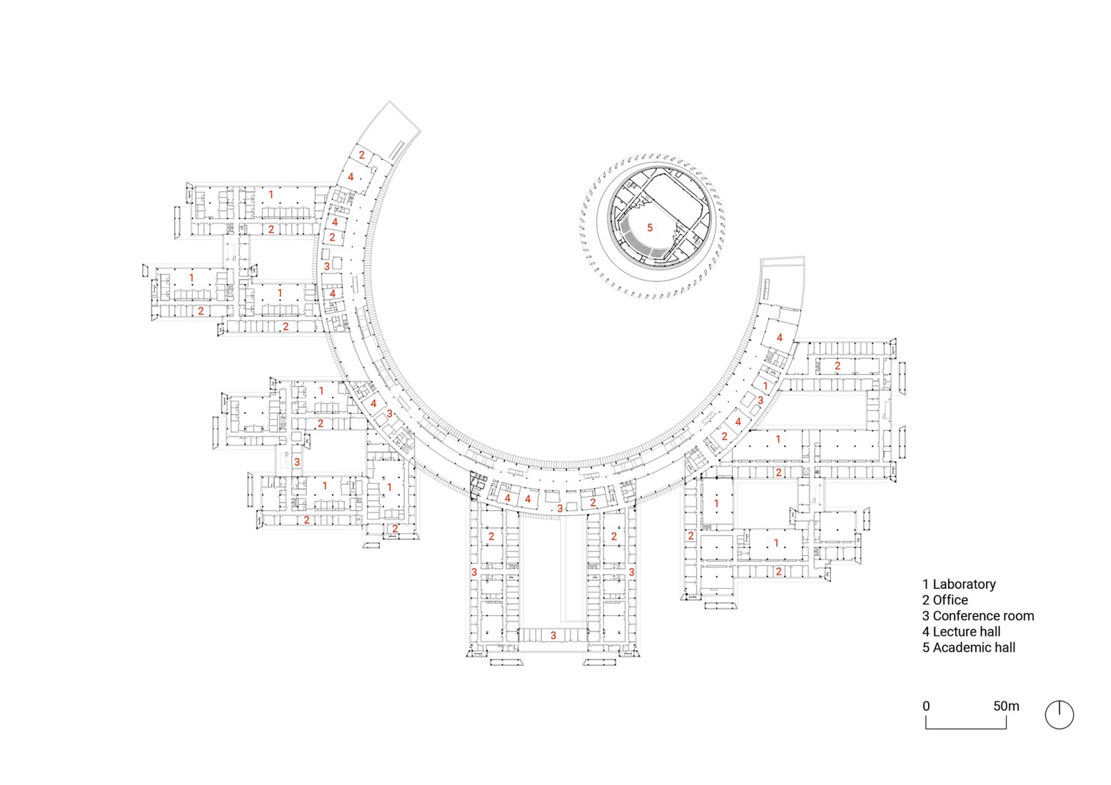 First floor plan Academic Core. Westlake University by HENN. 