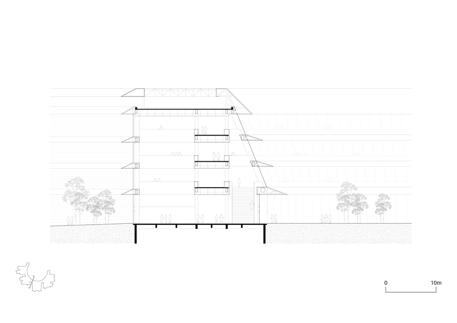 Cross section, Academic Loop. Westlake University by HENN. 