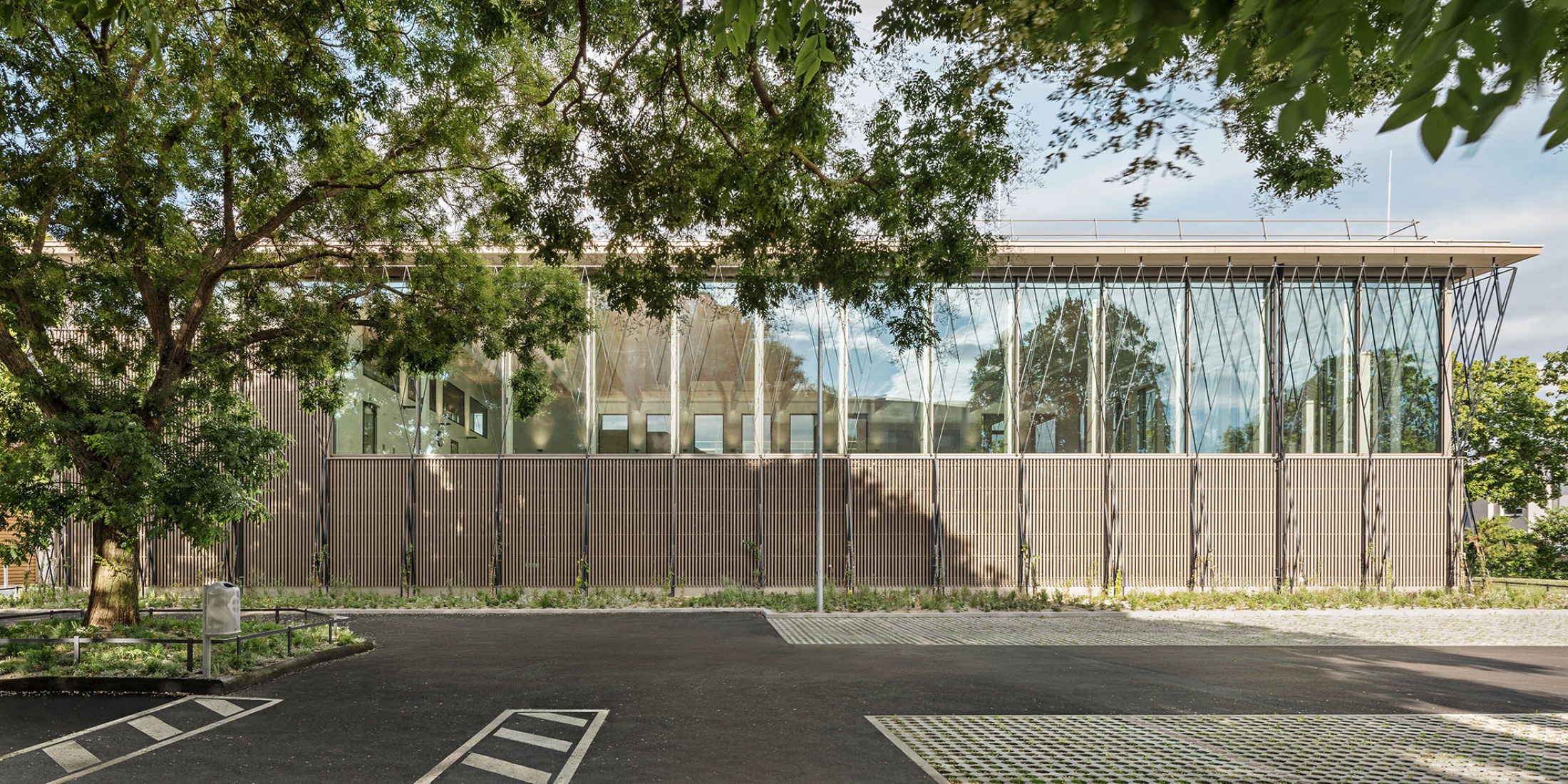 Piscina pública Großfeldsiedlung por Illiz Architektur. Fotografía por Hertha Hurnaus.  