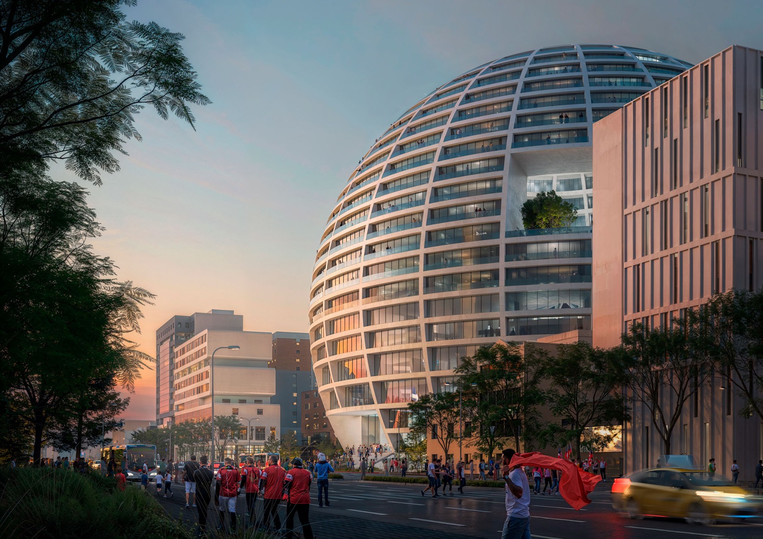 Rendering. The Grand Ballroom in Tirana by MVRDV.