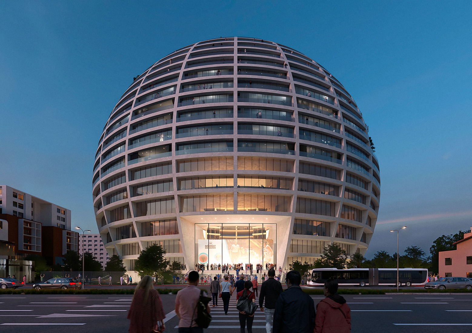 Rendering. The Grand Ballroom in Tirana by MVRDV.