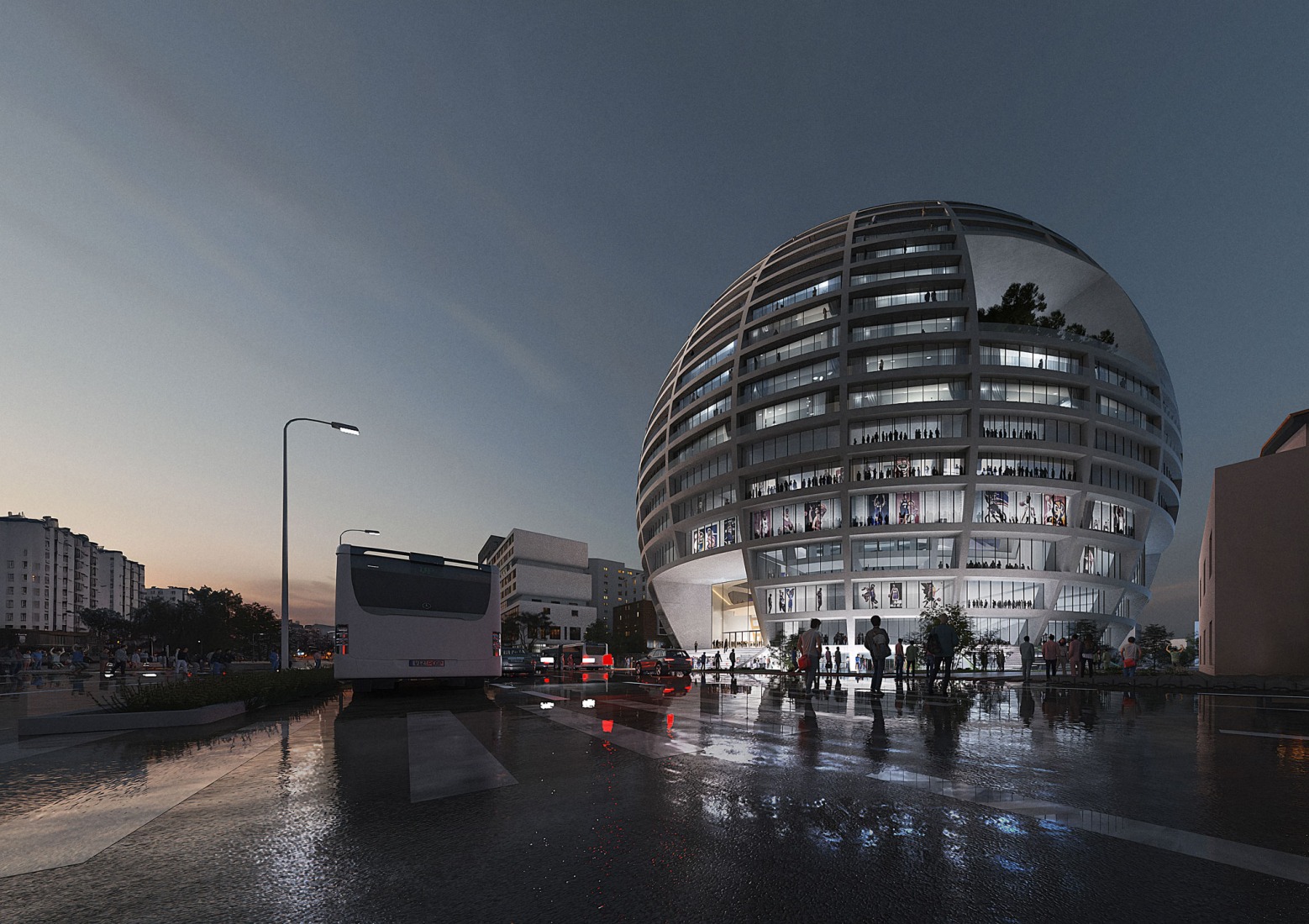 Rendering. The Grand Ballroom in Tirana by MVRDV.