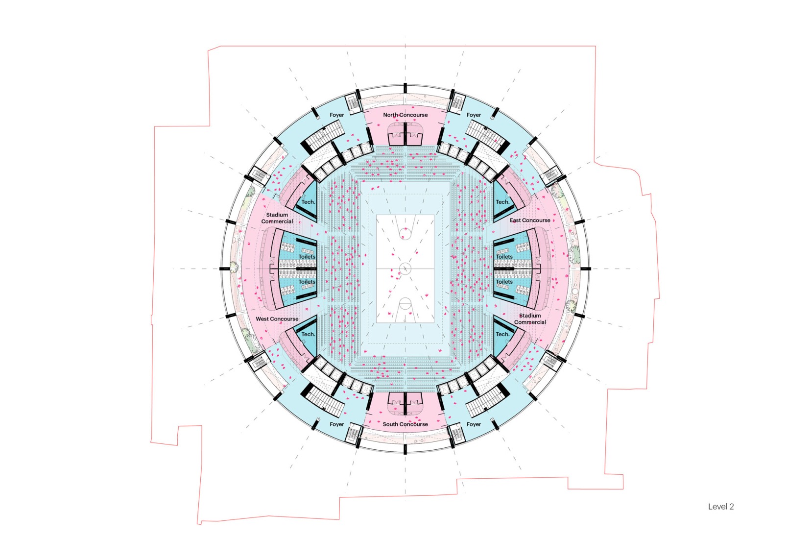 Concourse floor plan. The Grand Ballroom in Tirana by MVRDV.