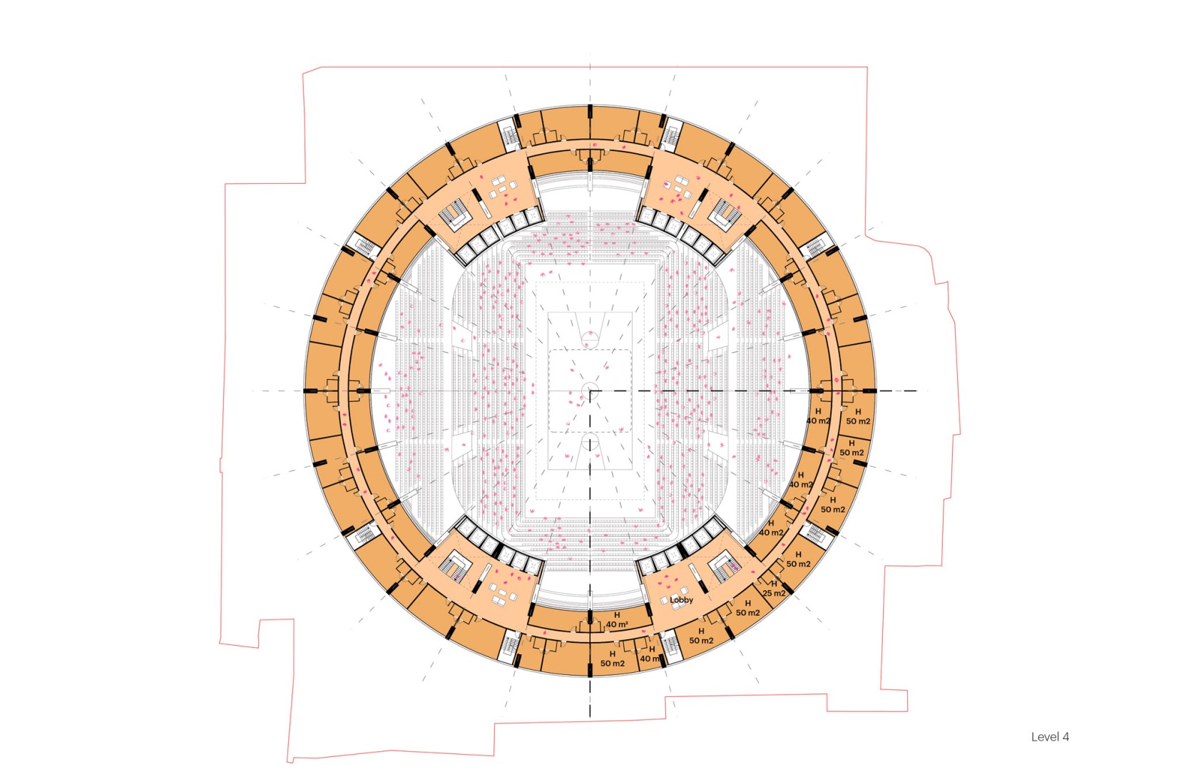 Hotel rooms floor plan. The Grand Ballroom in Tirana by MVRDV.