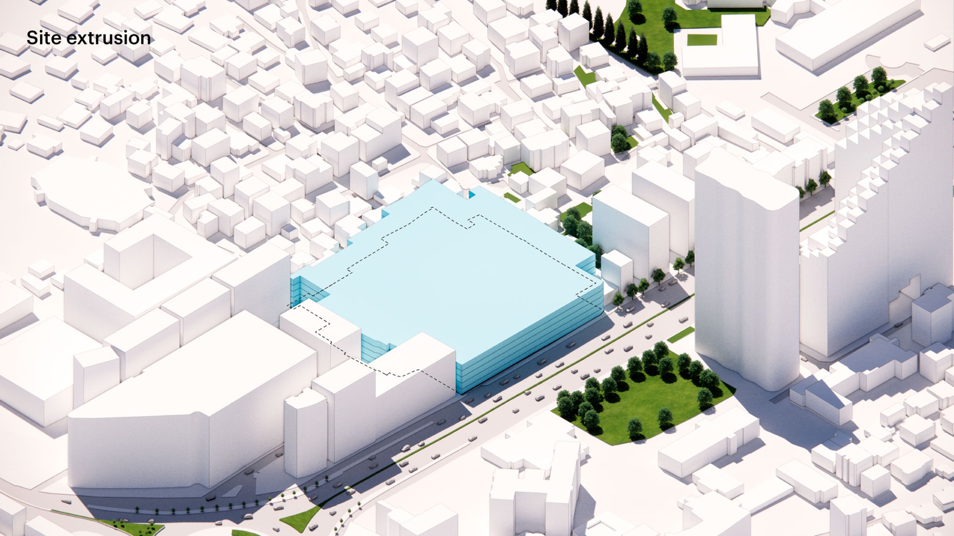 Step story-2, site extrusion. The Grand Ballroom in Tirana by MVRDV.