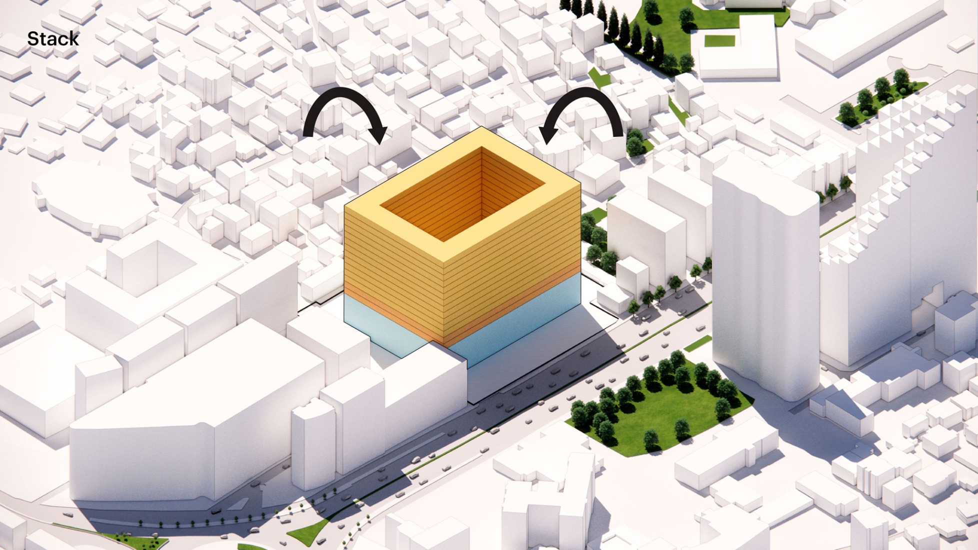 Step story-4, stack. The Grand Ballroom in Tirana by MVRDV.