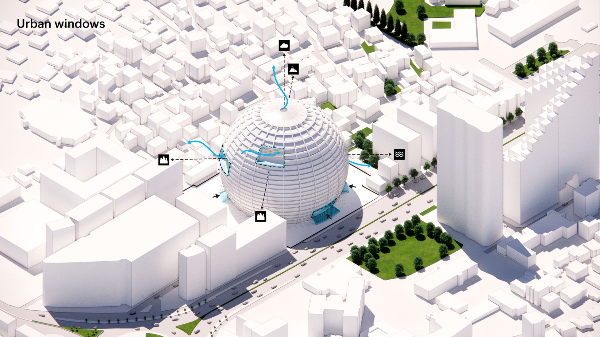 Step story-8, Urban windows. The Grand Ballroom in Tirana by MVRDV.