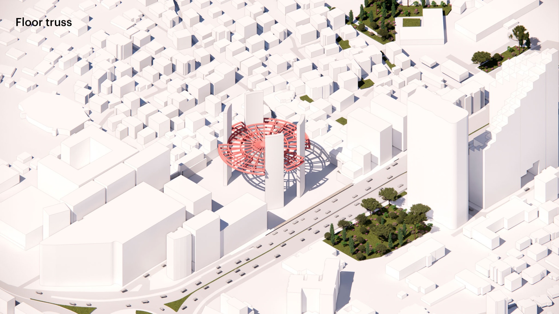 Structure, floor truss. The Grand Ballroom in Tirana by MVRDV.