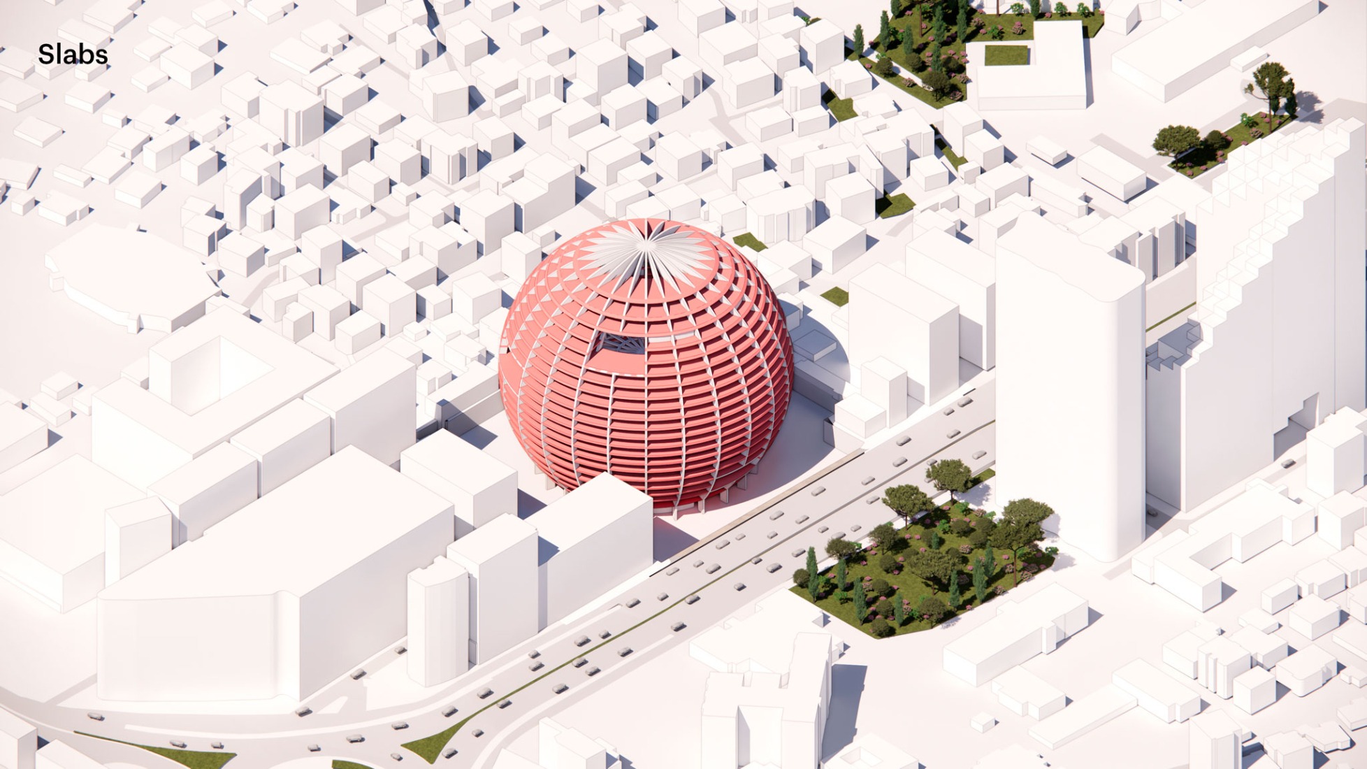 Structure, slabs. The Grand Ballroom in Tirana by MVRDV.