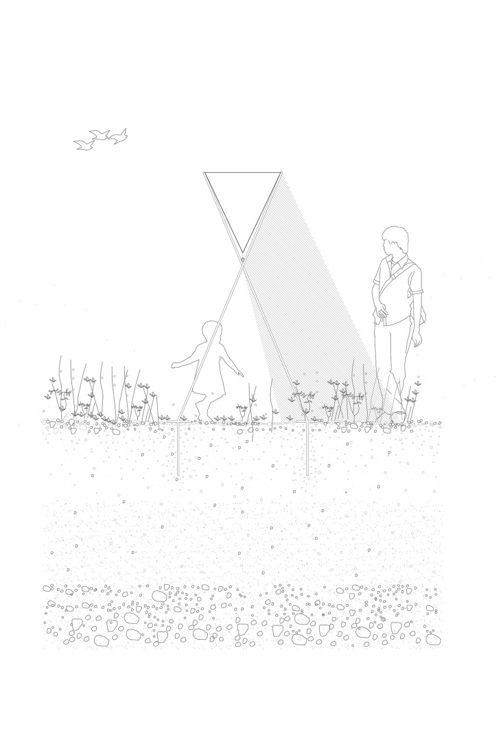 Alzado. Pabellón 100 metros lineales por Pablo Paradinas Sastre y Eletres Studio.