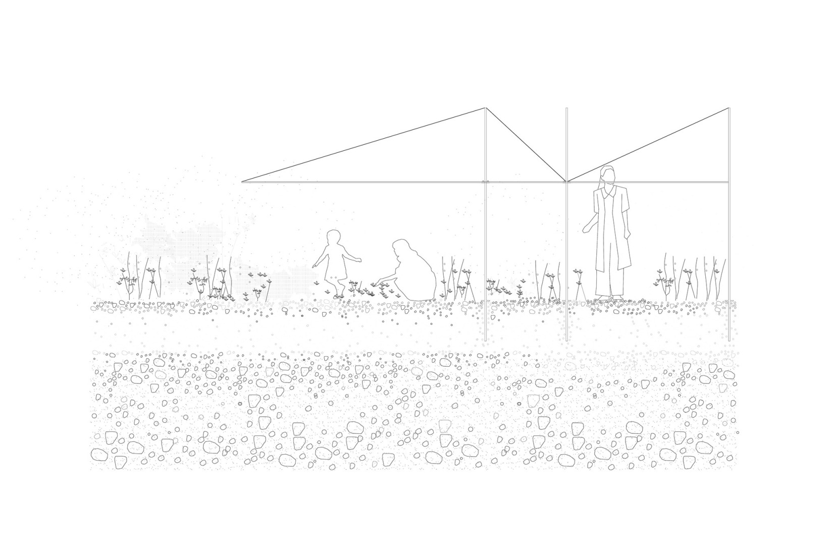 Alzado. Pabellón 100 metros lineales por Pablo Paradinas Sastre y Eletres Studio.