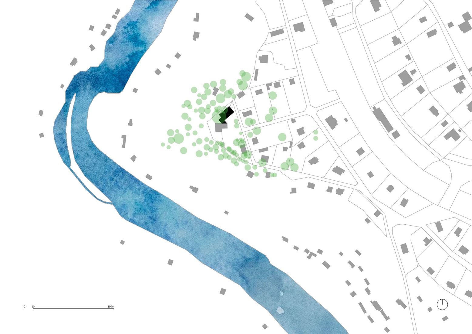 Plano de situación. Casa Medník por Päivä architekti.