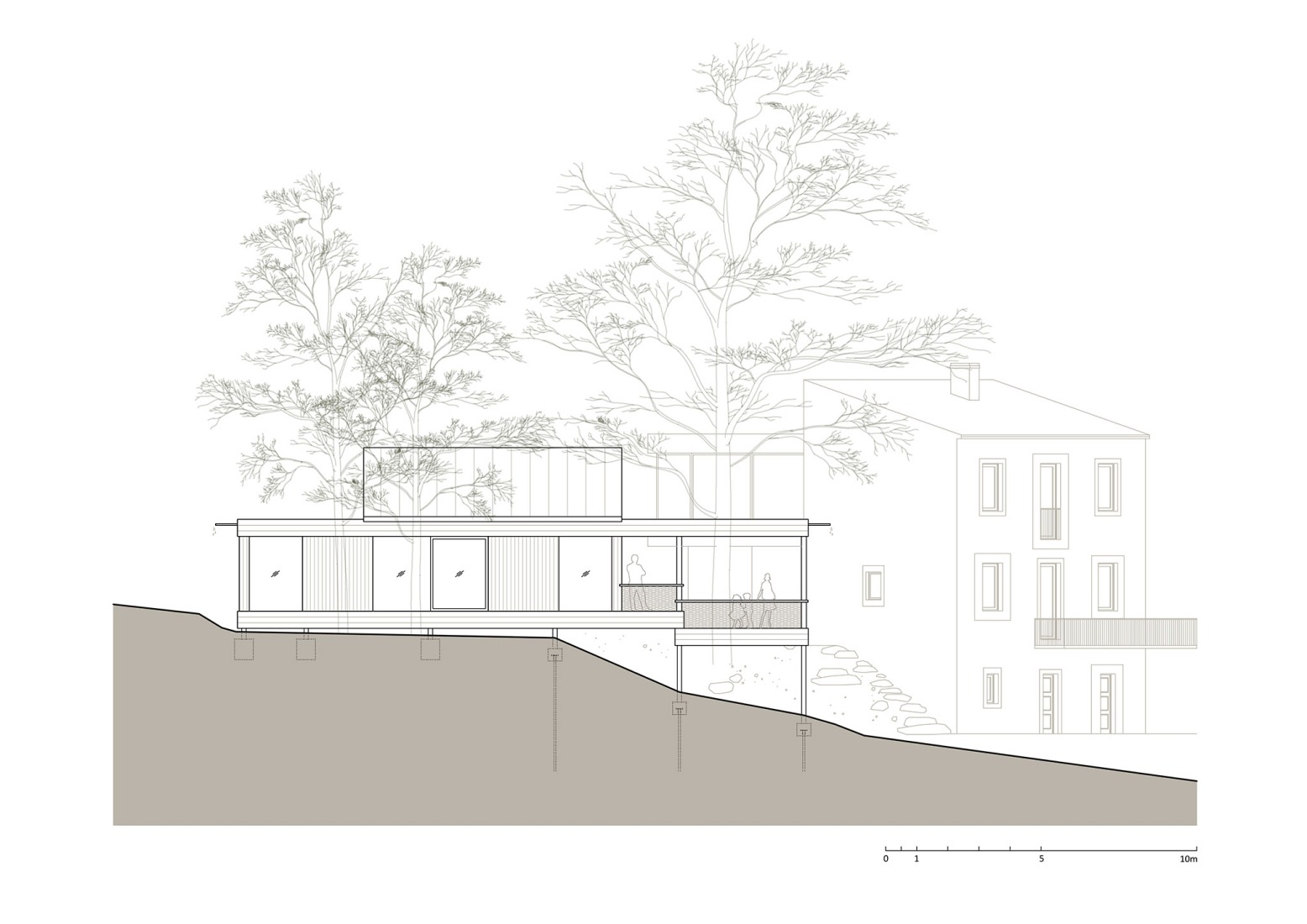 Alzado noroeste. Casa Medník por Päivä architekti.