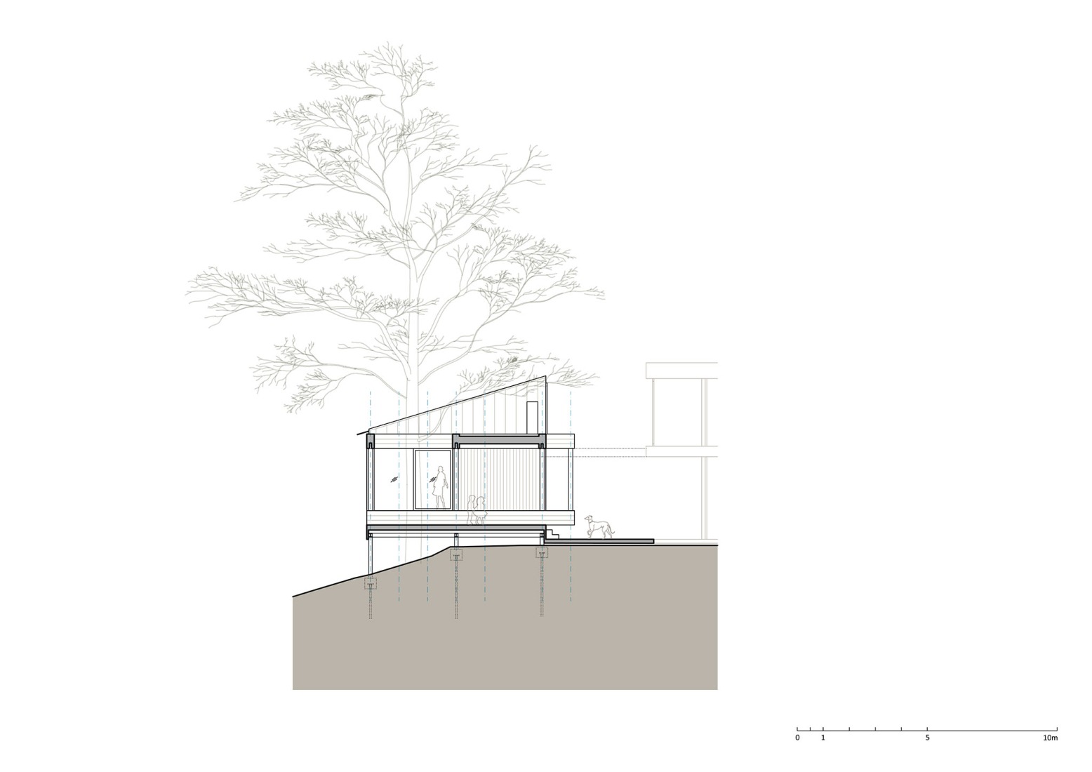 Sección. Casa Medník por Päivä architekti.