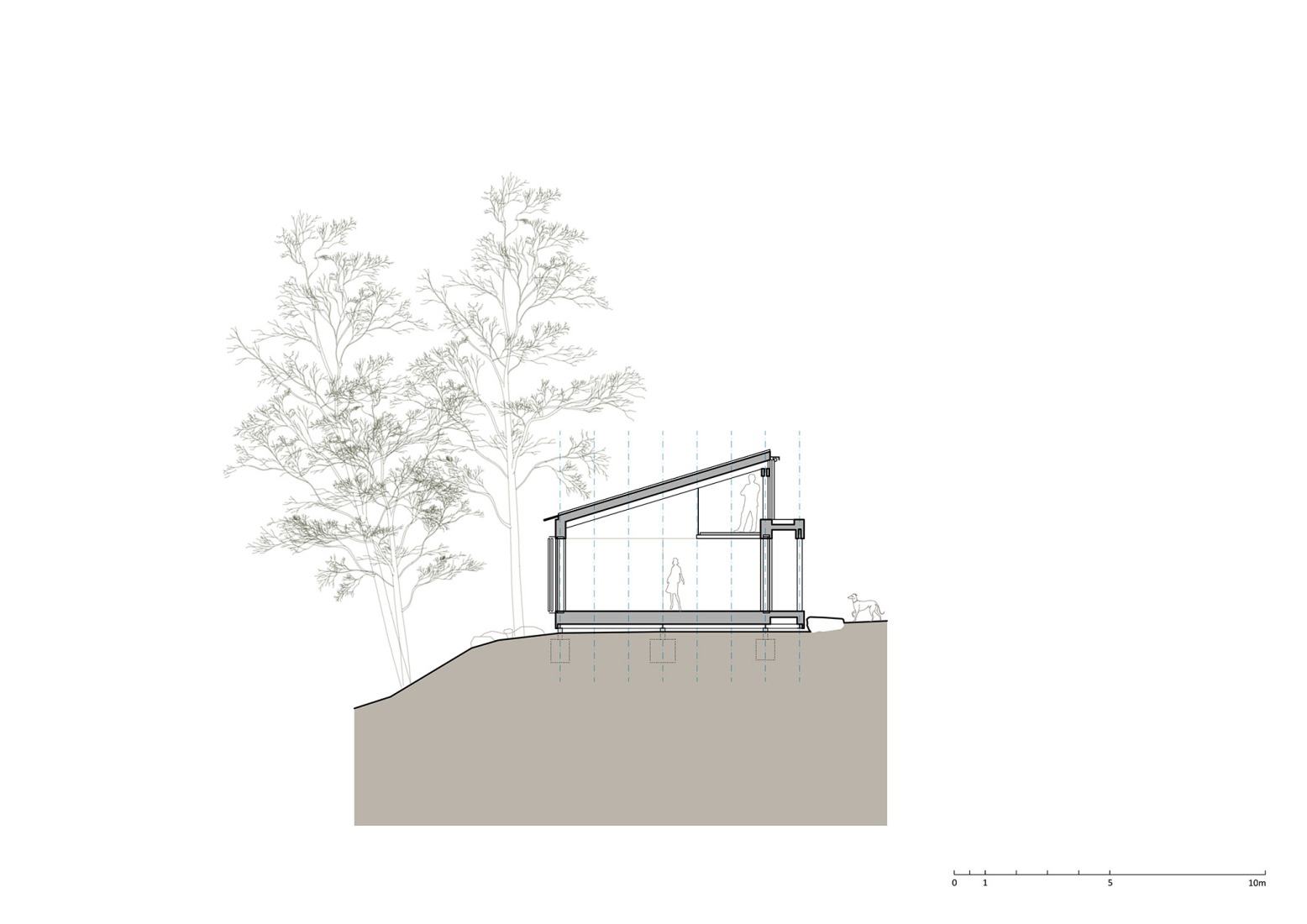 Sección. Casa Medník por Päivä architekti.