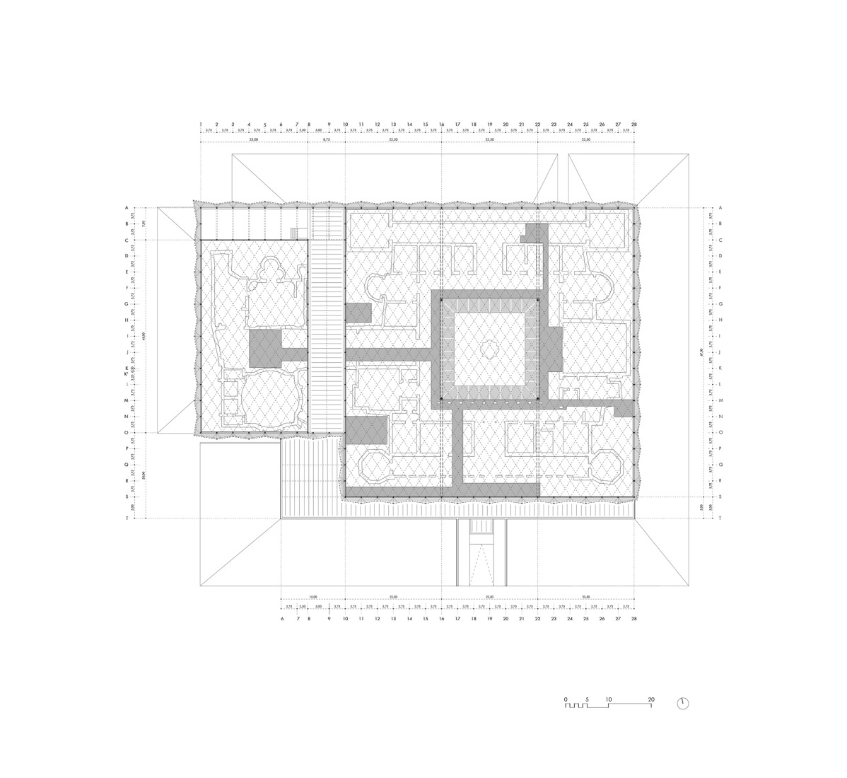 First floor plan. La Olmeda Roman Villa by Paredes Pedrosa Architects.