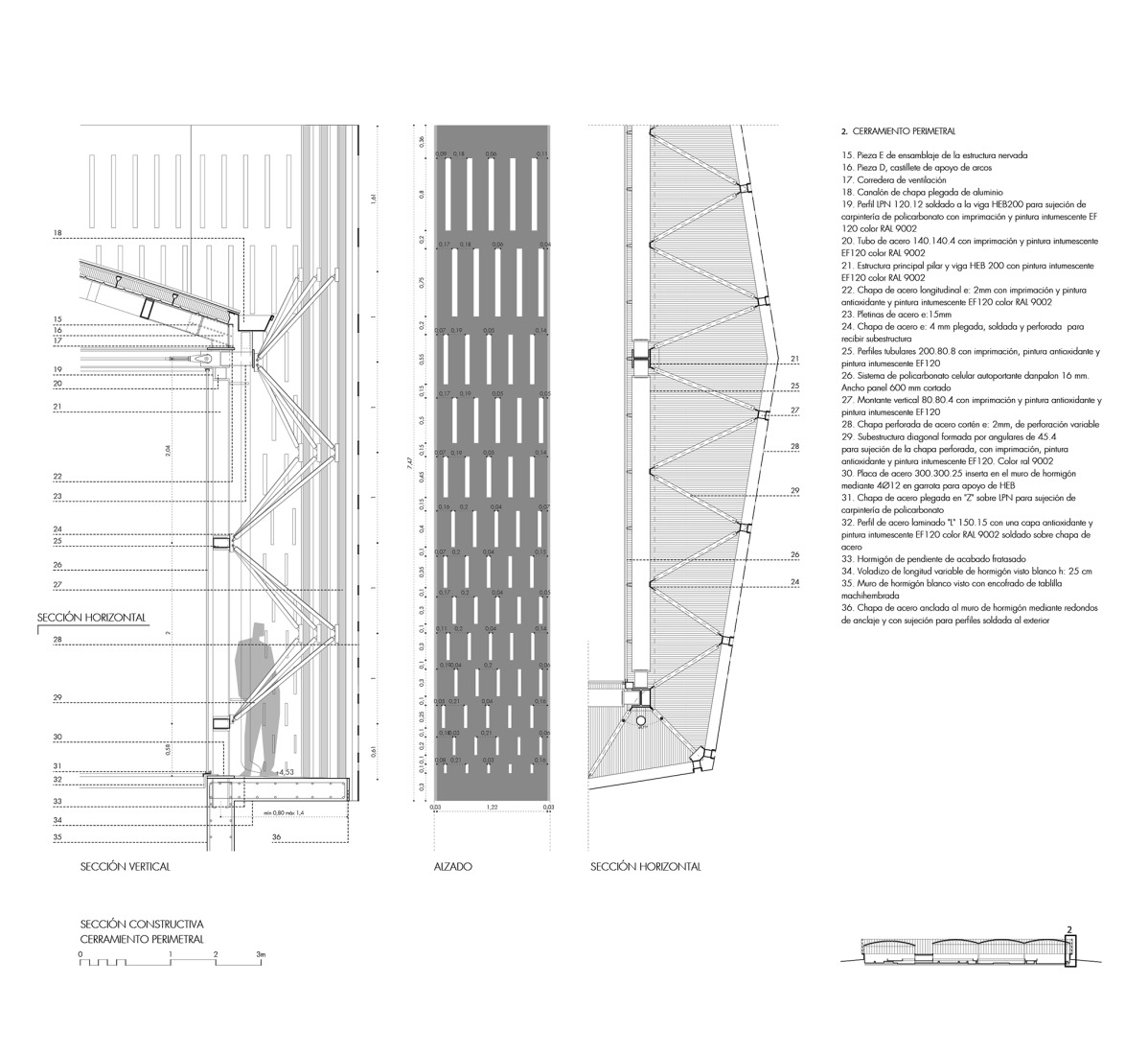 Constructive detail. La Olmeda Roman Villa by Paredes Pedrosa Architects.