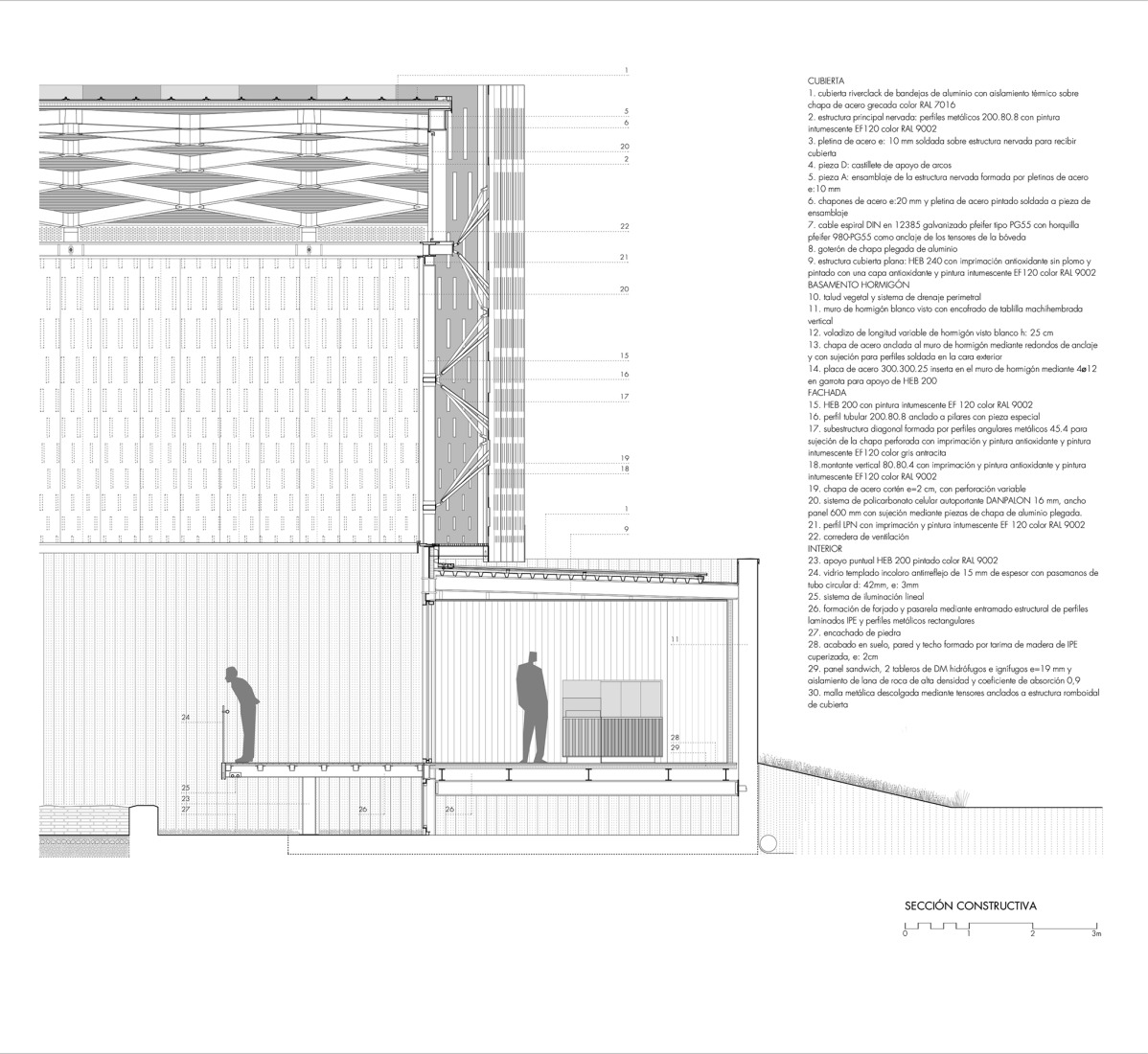Constructive detail. La Olmeda Roman Villa by Paredes Pedrosa Architects.