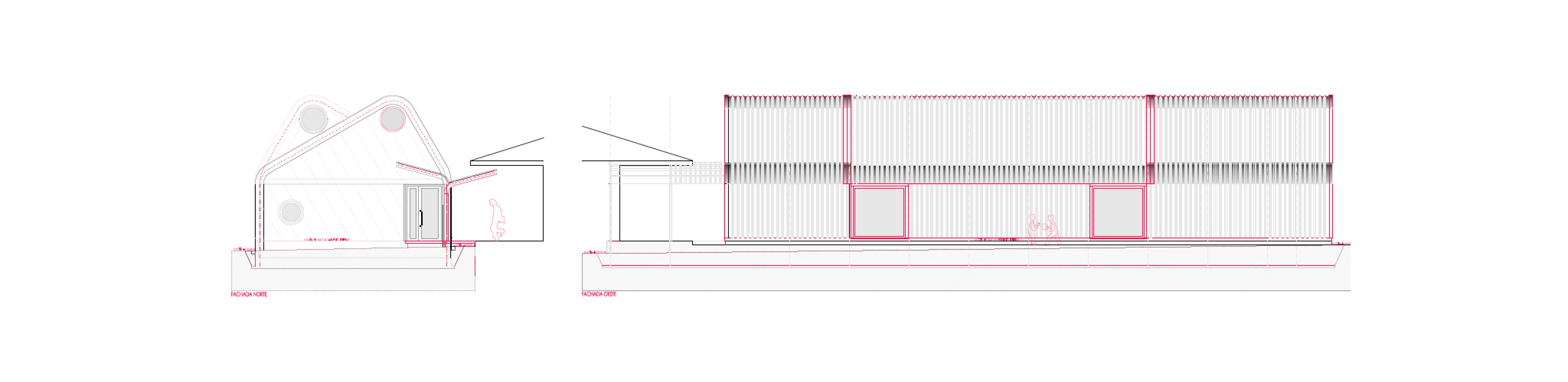 Alzados. Comedor infantil de Ventanielles por Rogelio Ruiz + Macario G. Astorga.