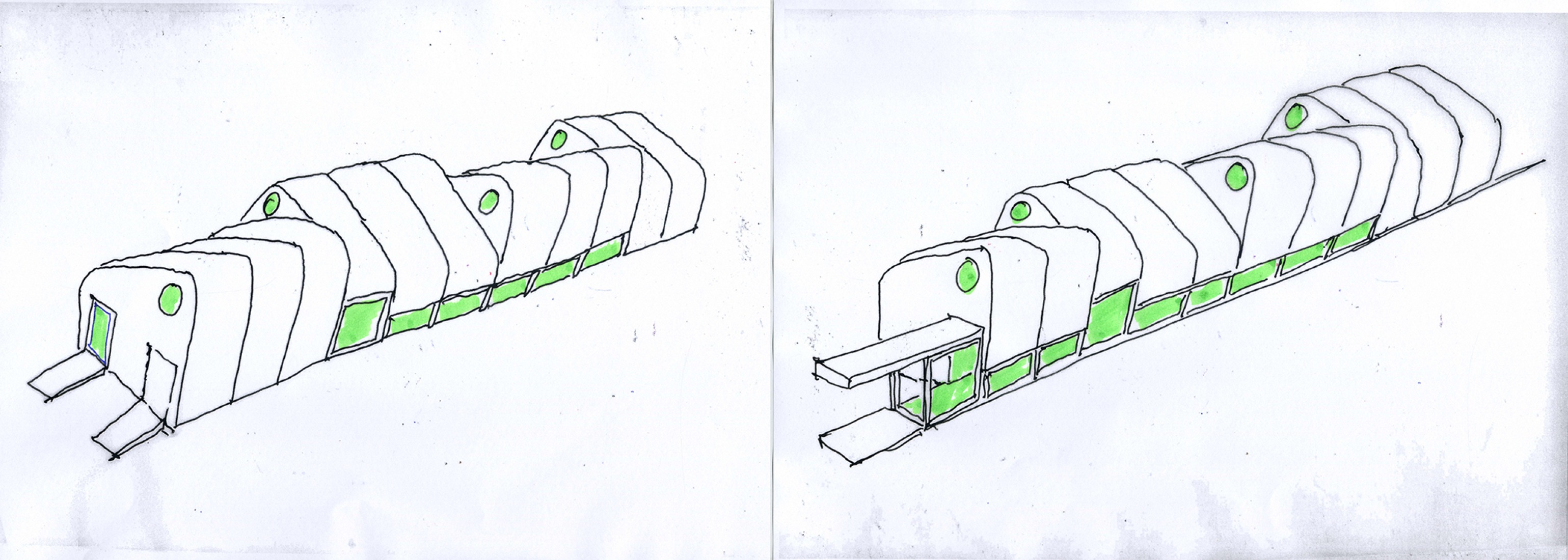 Bocetos. Comedor infantil de Ventanielles por Rogelio Ruiz + Macario G. Astorga.