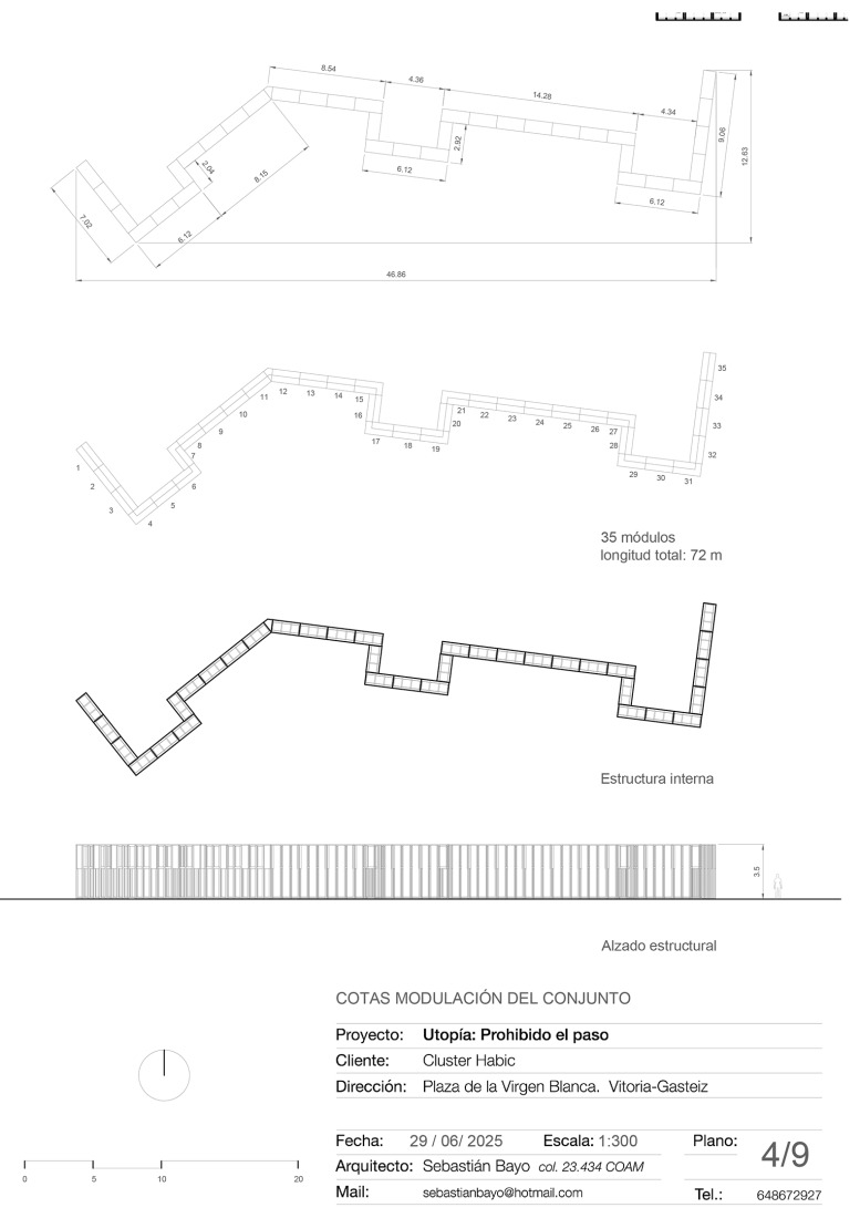 General dimensions and modulation. "Utopia: No entry" by Sebastián Bayo Monjas.