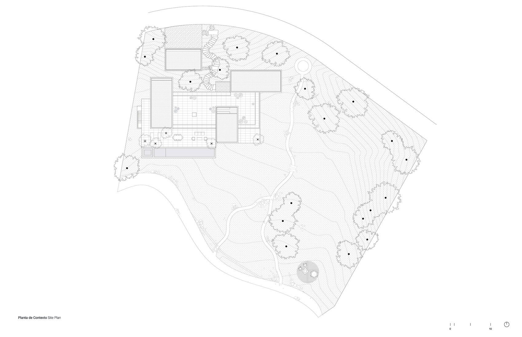 Site plan. House in Avándaro by Ignacio Urquiza and Ana Paula de Alba.