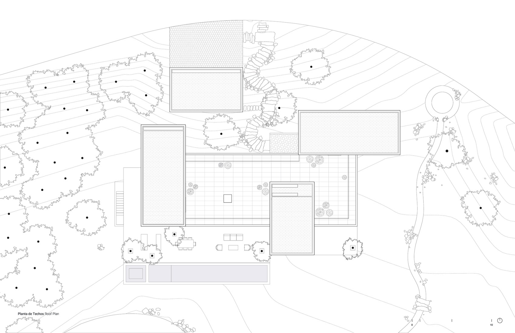 Rooftop floor plan. House in Avándaro by Ignacio Urquiza and Ana Paula de Alba.