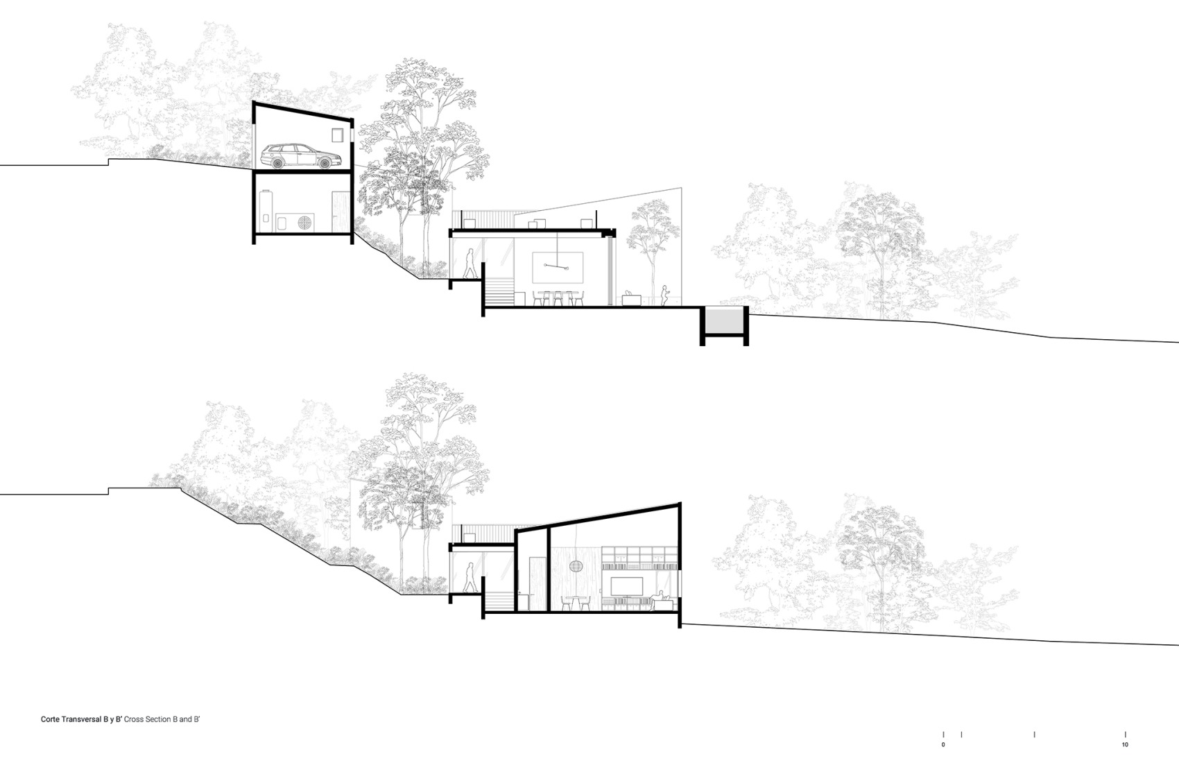 Cross section. House in Avándaro by Ignacio Urquiza and Ana Paula de Alba.