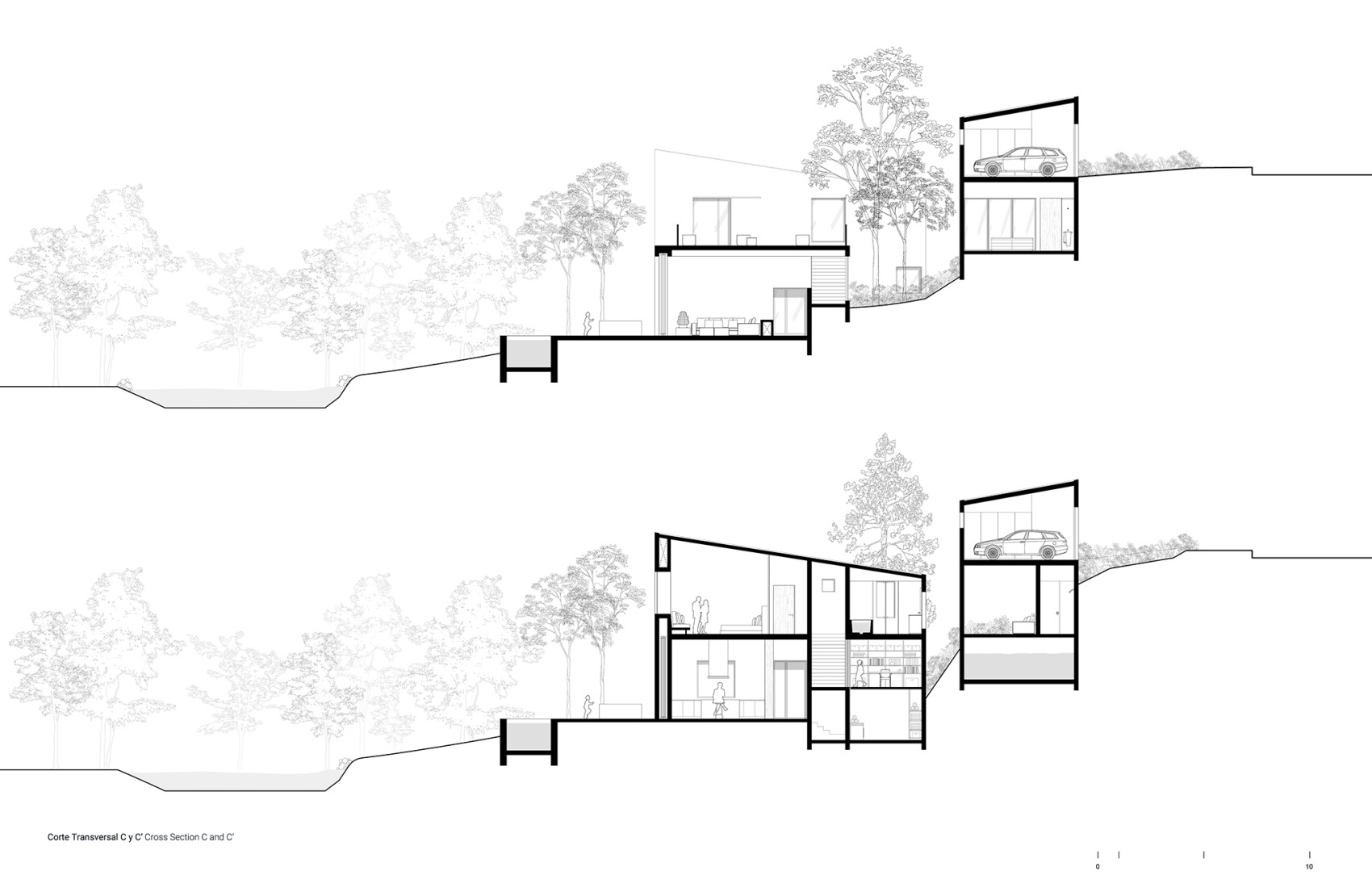 Cross section. House in Avándaro by Ignacio Urquiza and Ana Paula de Alba.