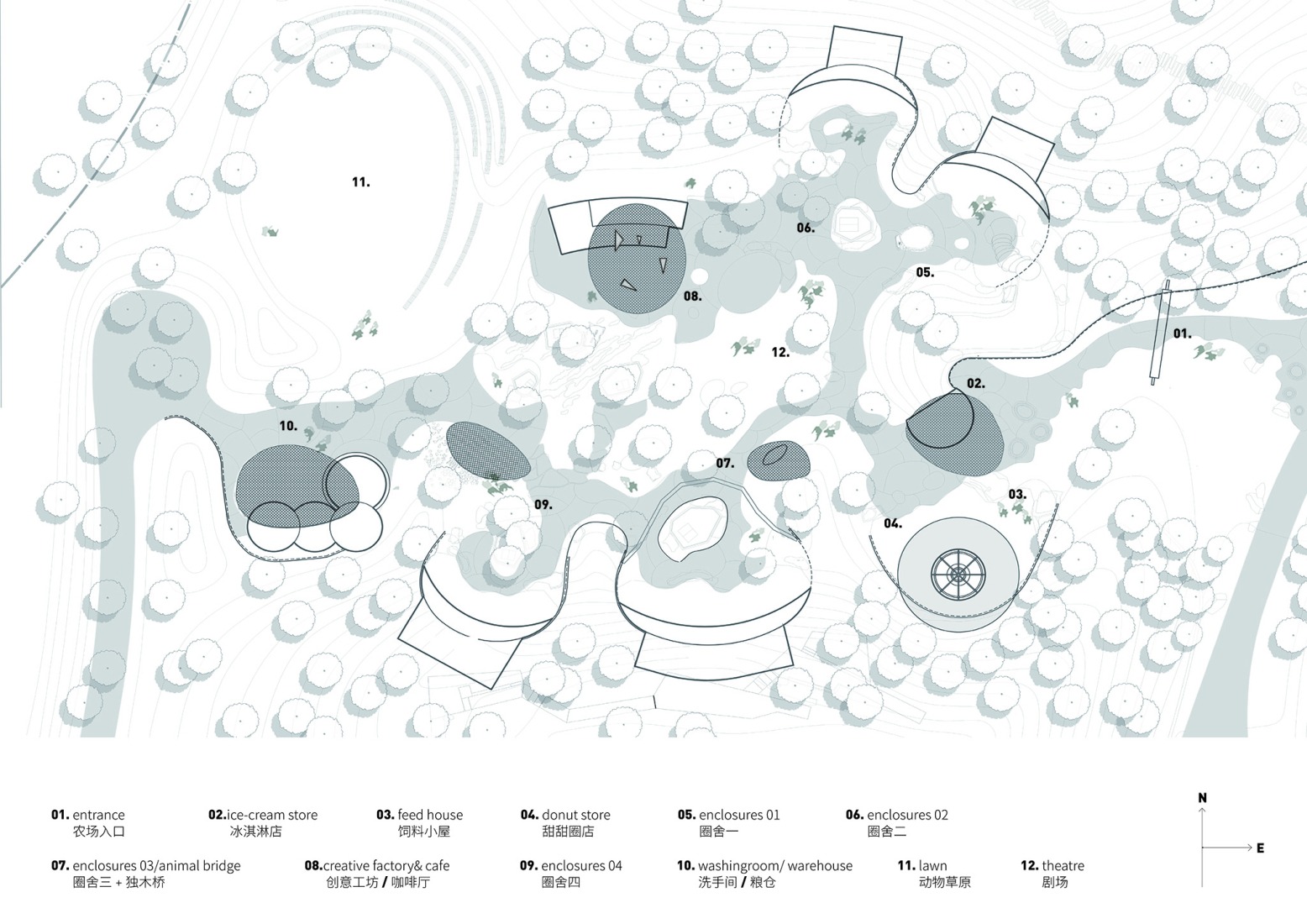 Plano de situación. Granja LuxeIsland por Various Associates.