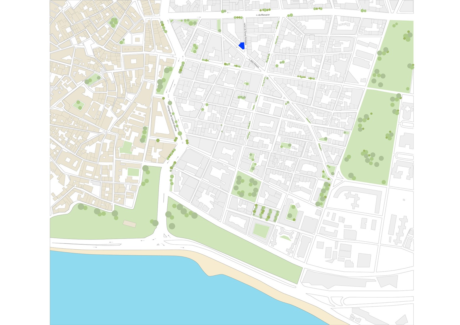 Plano de situación. Foners, diez viviendas en Palma de Mallorca por gon architects.