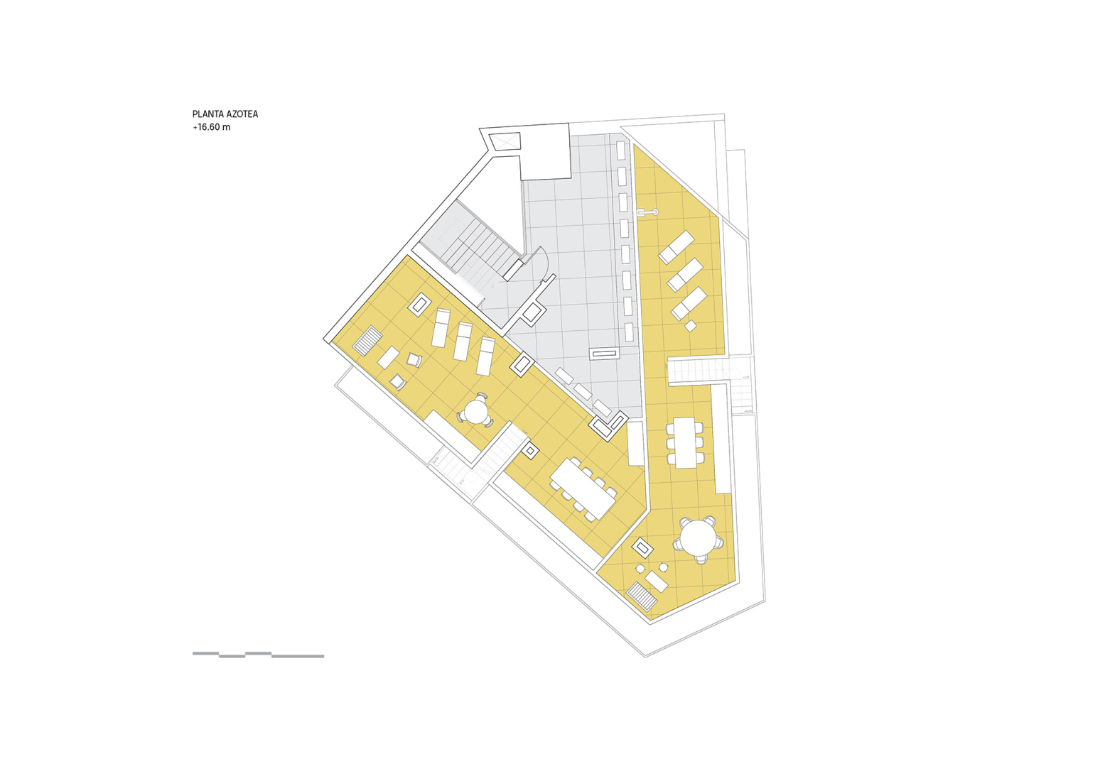 Plano de planta de cubierta. Foners, diez viviendas en Palma de Mallorca por gon architects.