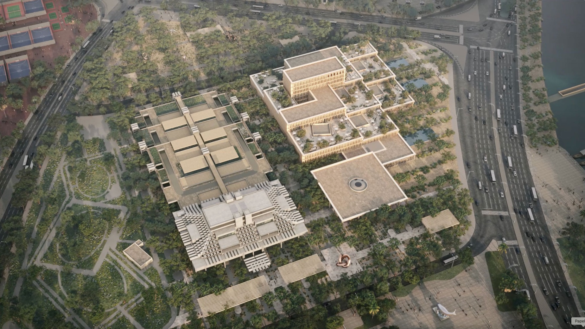 Nueva sede del Ministerio de Asuntos Exteriores de Catar por Frida Escobedo Studio. Visualización por Frida Escobedo Studio.