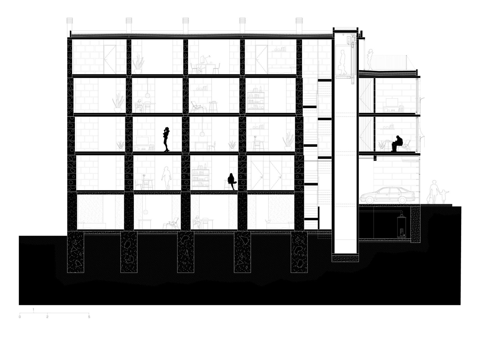 Sección. 25 viviendas sociales por Harquitectes.