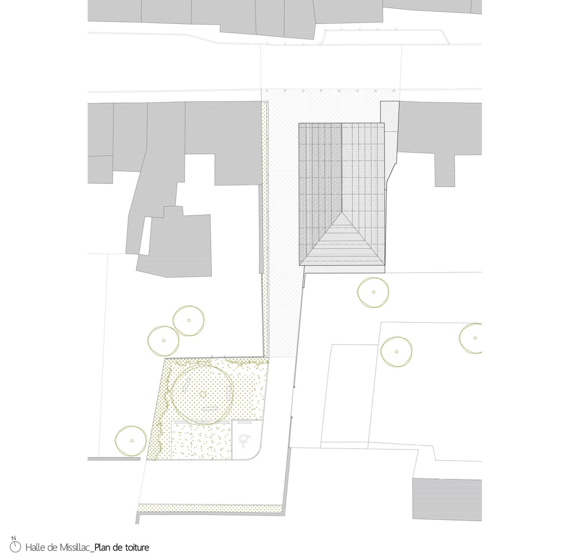 Roof floor plan. Missillac Market by LAUS architectes.