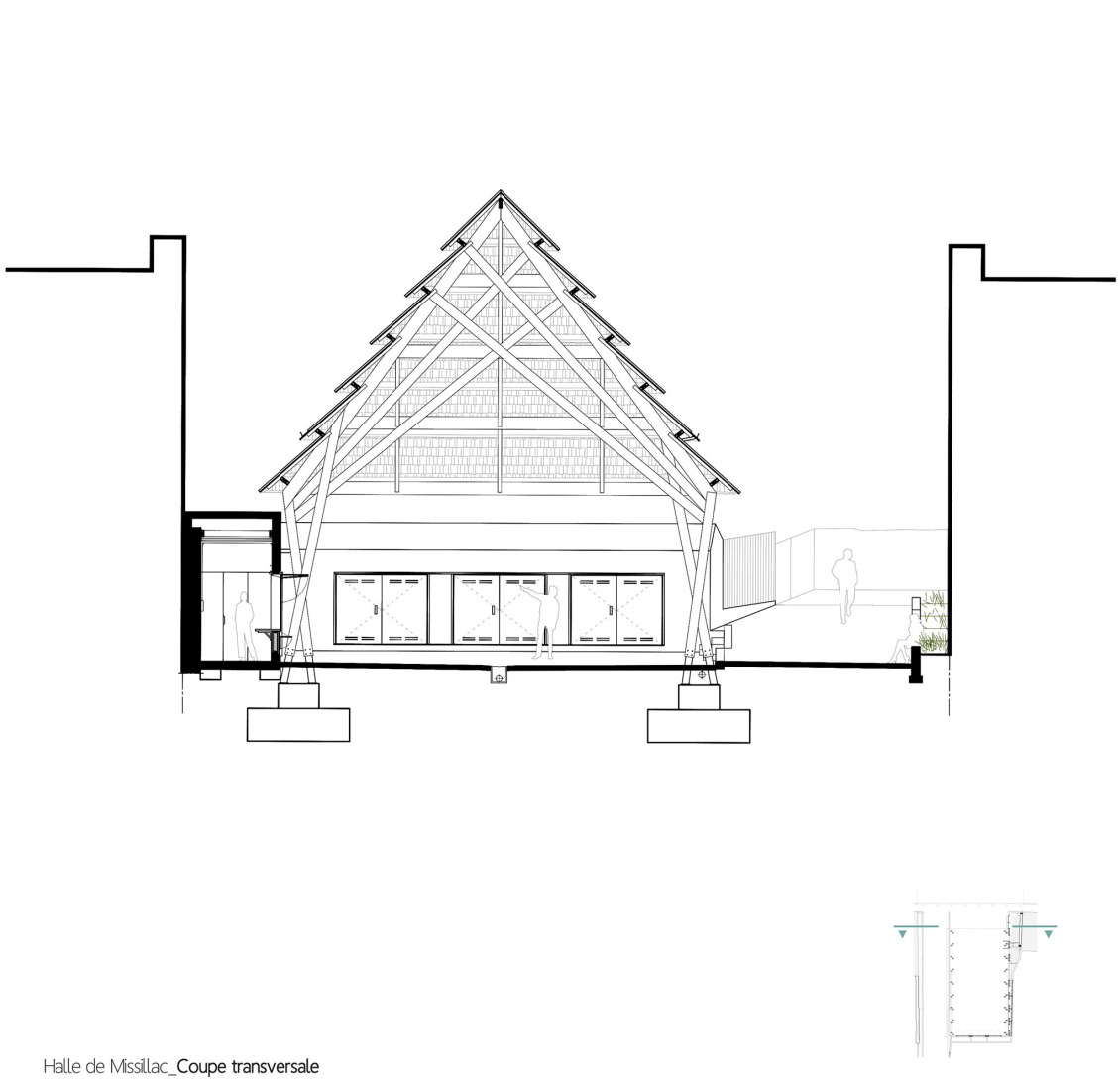 Transversal section. Missillac Market by LAUS architectes.