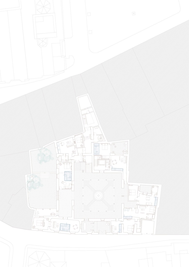 Ground floor plan. Intervention in "Casa Palacio de la Marquesa de Nervión" by Sánchez Ramos Arquitectos and padilla nicás arquitectos.