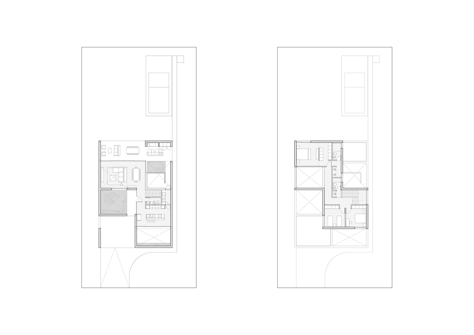 Ground floor plan / First floor plan. Vida U119 House by BBOA.