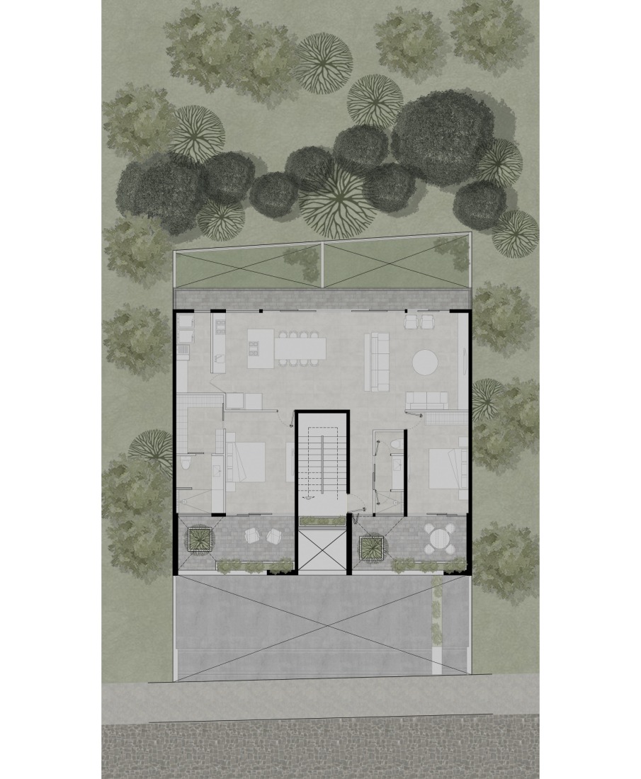 Plano de cuarta planta. Torre 2271 por Di Frenna Arquitectos.