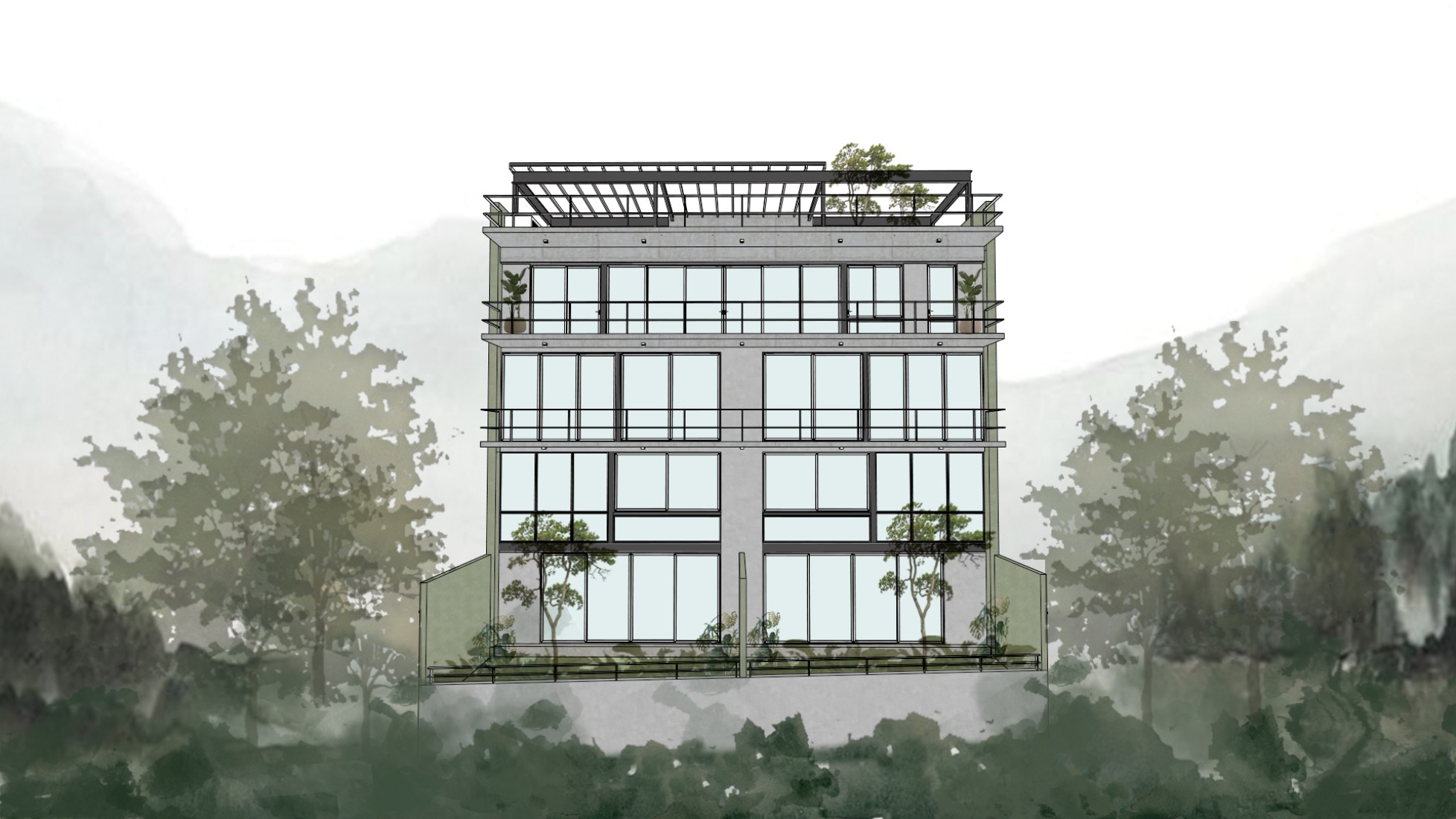 Alzado trasero. Torre 2271 por Di Frenna Arquitectos.