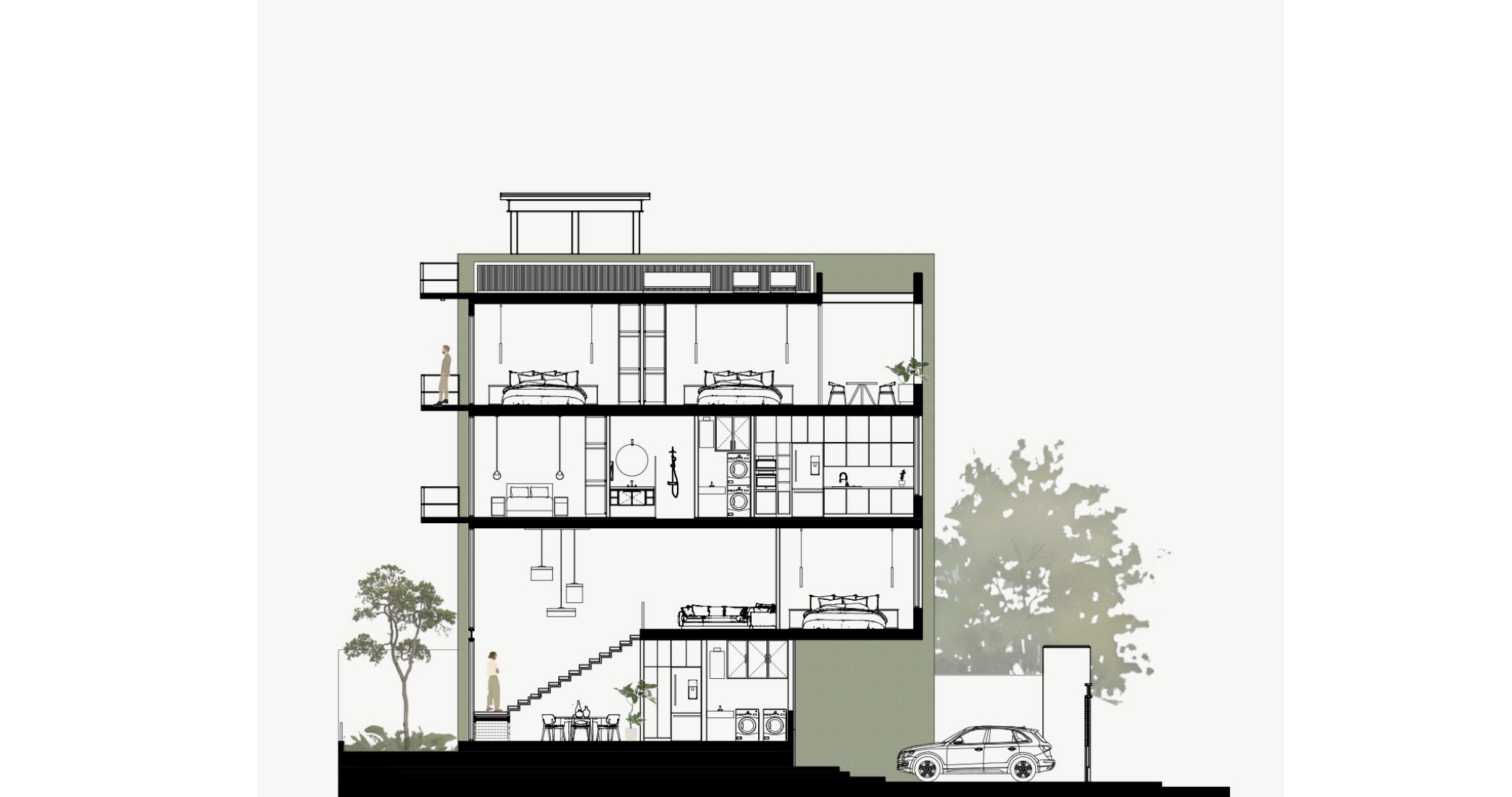 Sección longitudinal. Torre 2271 por Di Frenna Arquitectos.