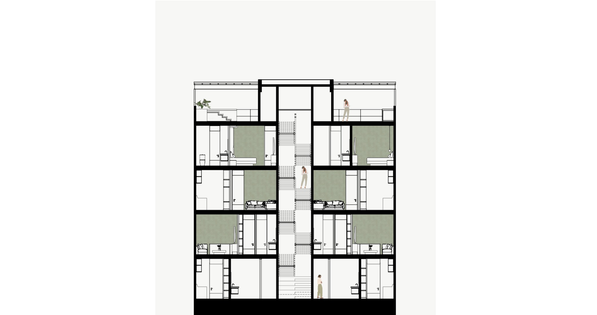 Sección transversal. Torre 2271 por Di Frenna Arquitectos.