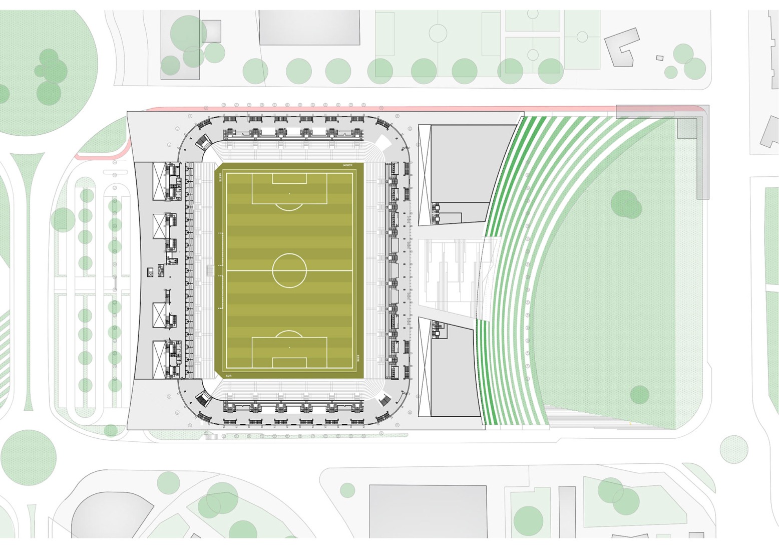 Plano de planta de la plaza. Nuevo Sardinero por IDOM. 