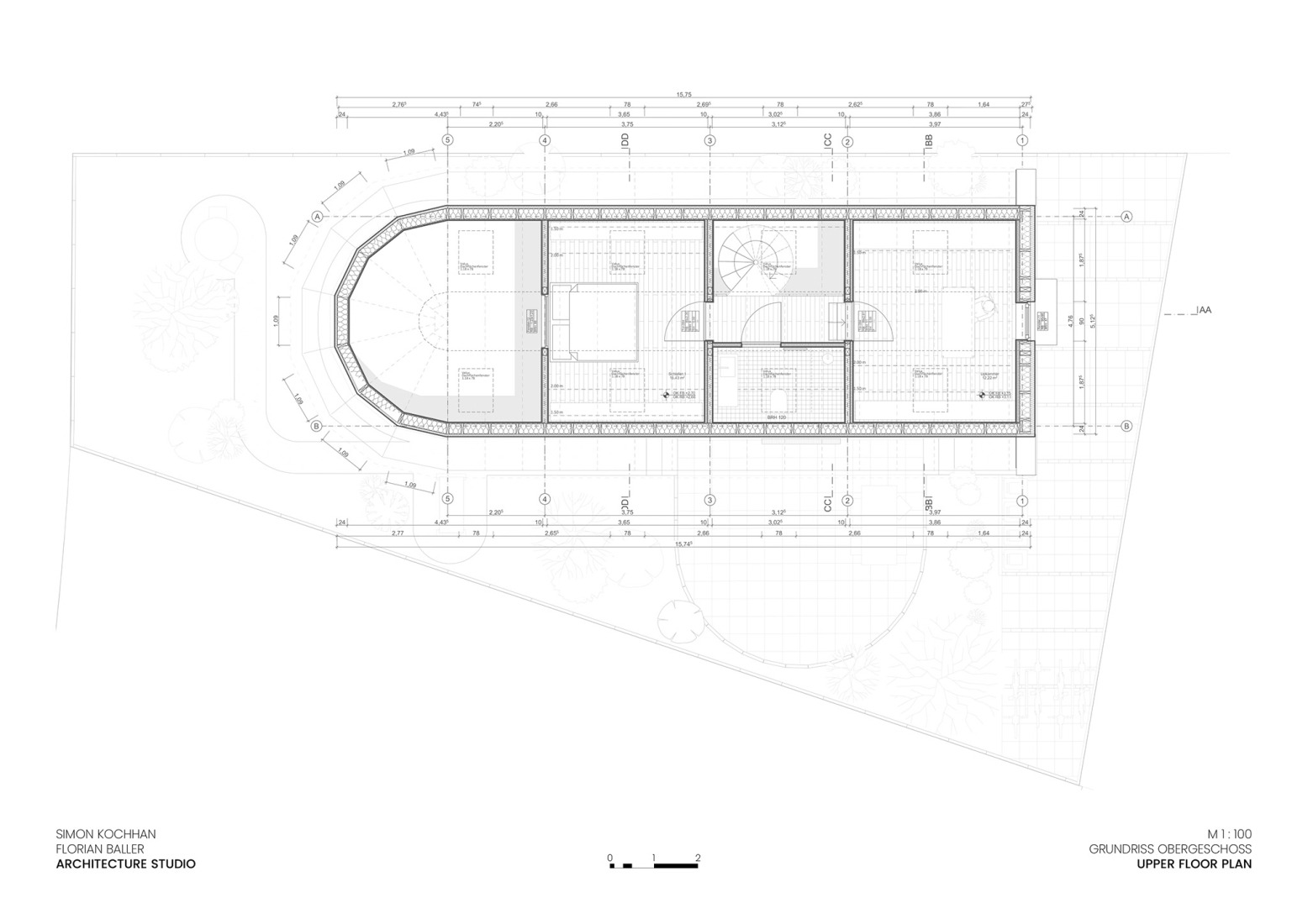 Upper floor plan. House HSBW by Simon Kochhan + Florian Baller.