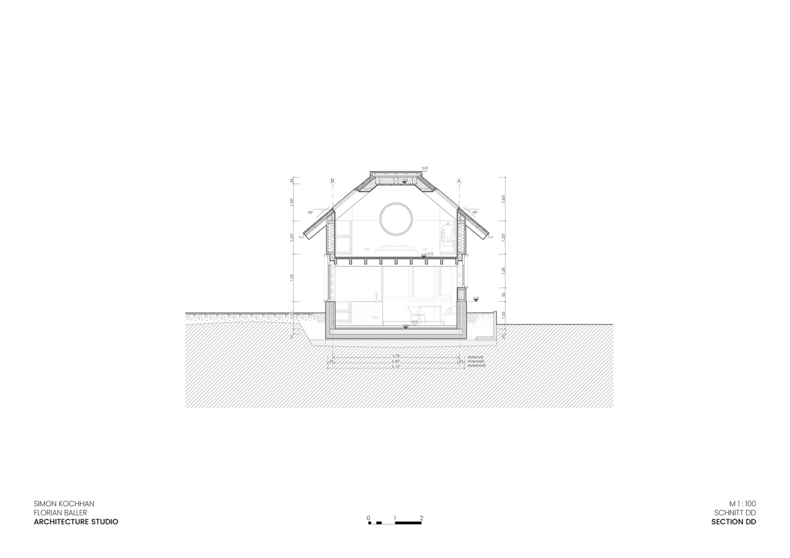 Cross section. House HSBW by Simon Kochhan + Florian Baller.