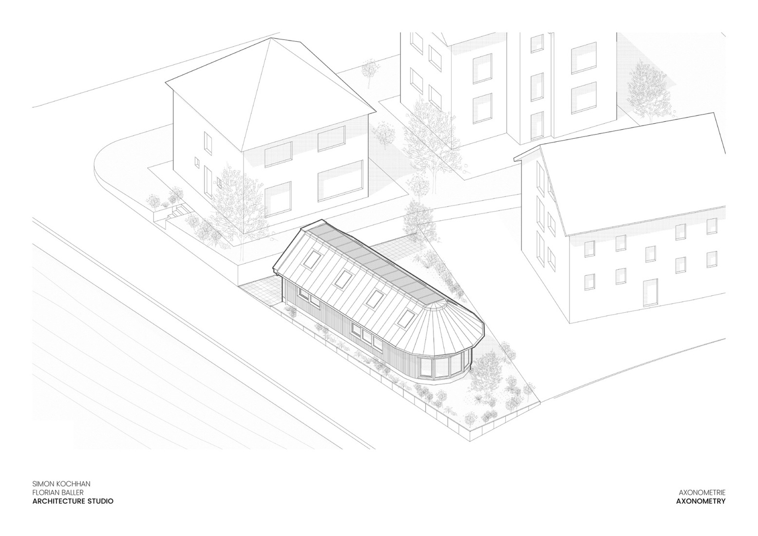 Axonometry. House HSBW by Simon Kochhan + Florian Baller.