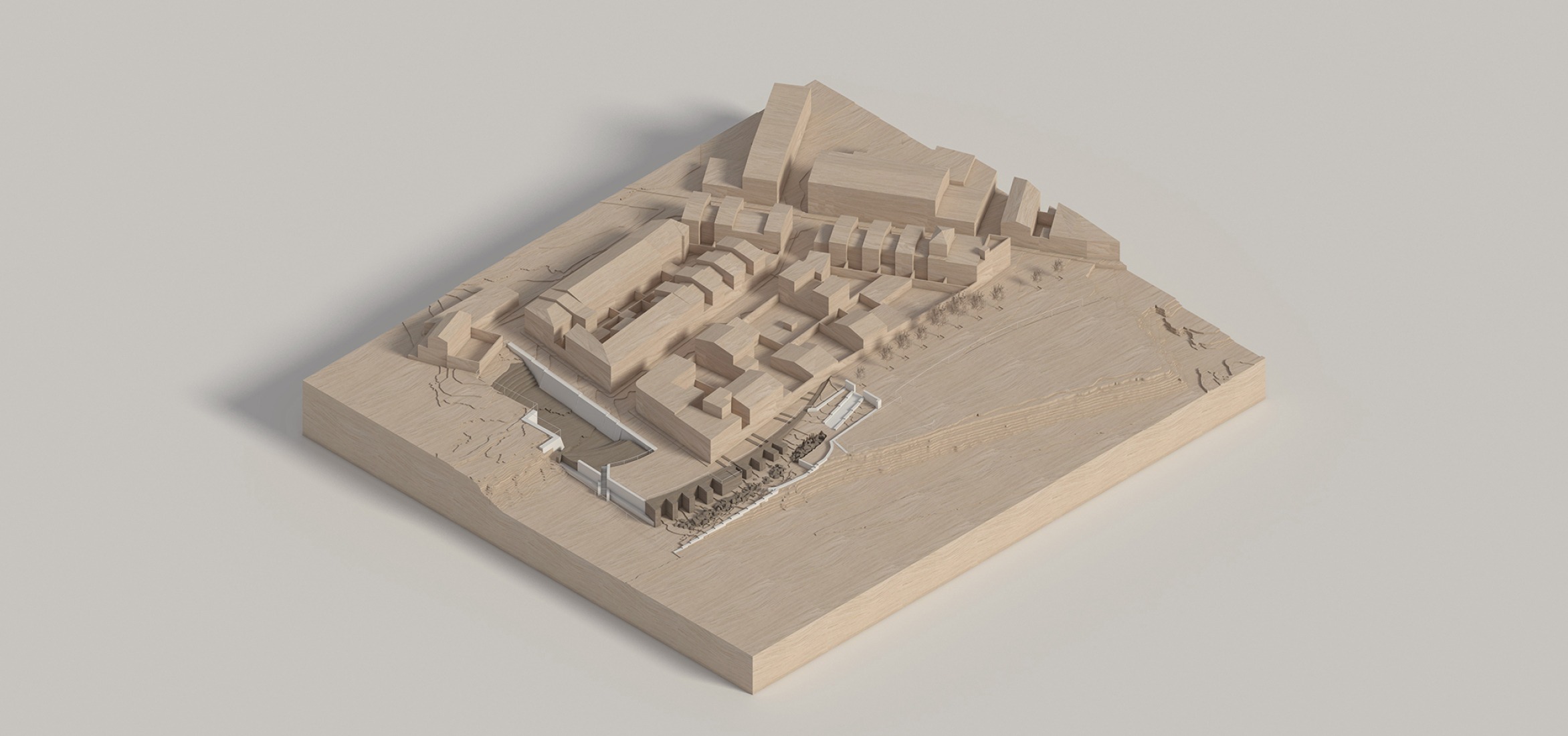 Model. Rehabilitation and enhancement of the Roman Amphitheater of Obulco by Pablo Manuel Millán Millán.