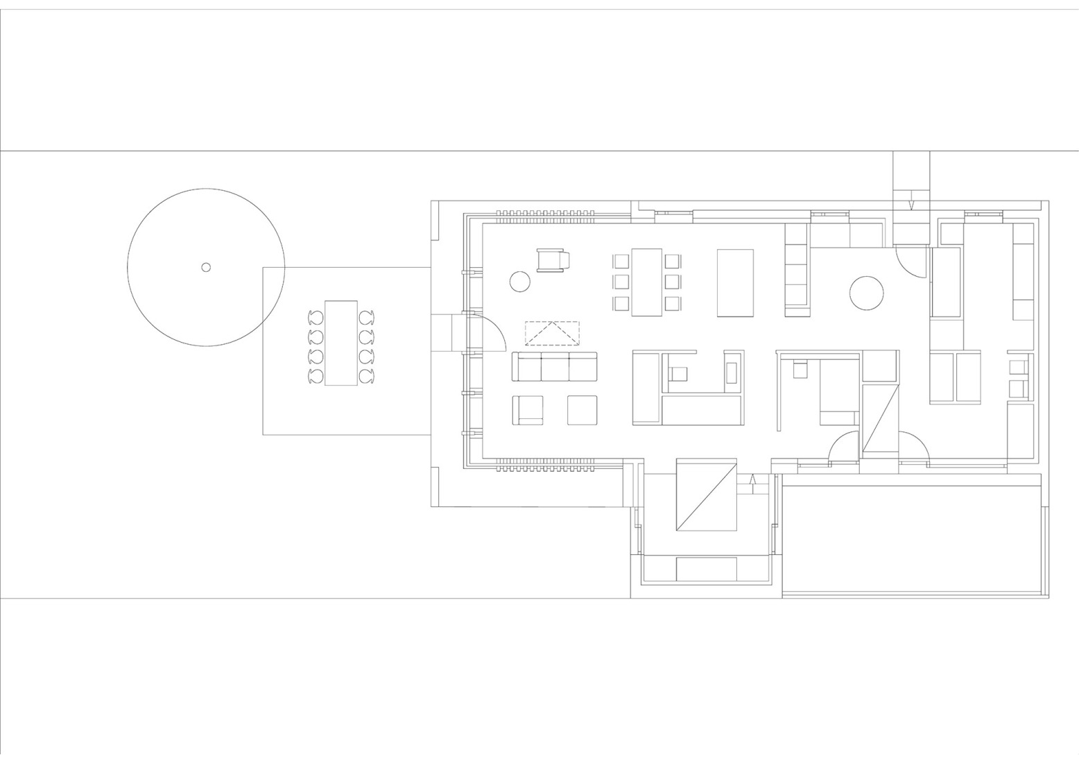 Ground floor plan. House under the poplars by OFIS arhitekti.